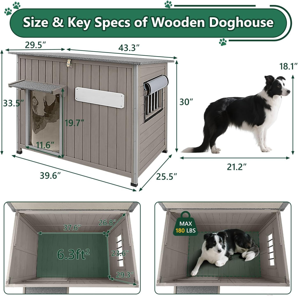 petscosset 43.3" l large outdoor dog house weatherproof, package contents
