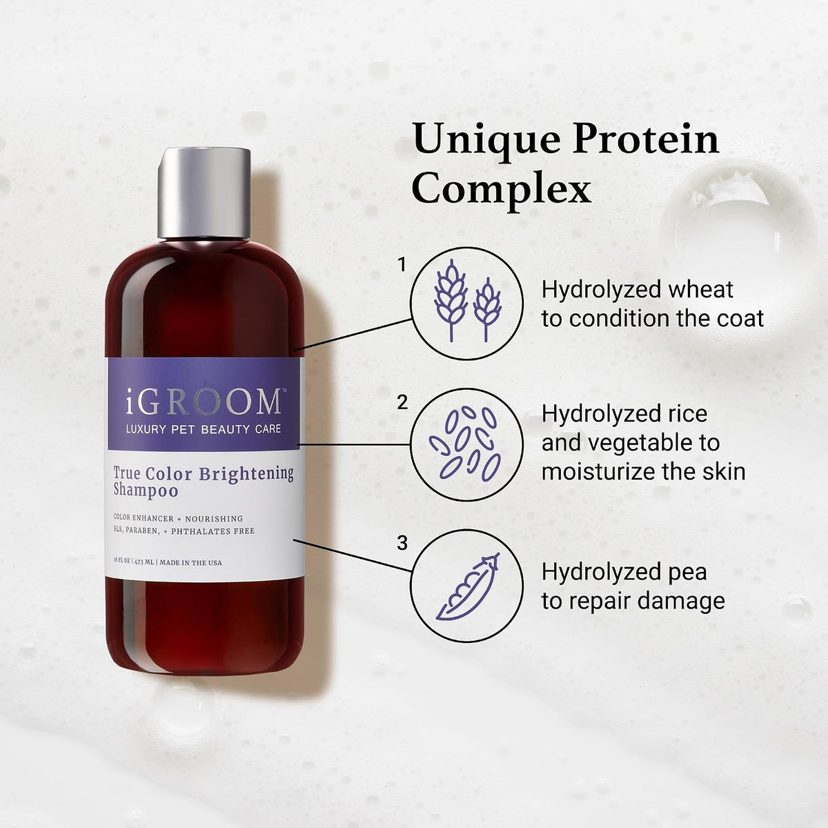 igroom true color dog shampoo, luxury pet beauty showing dimensions