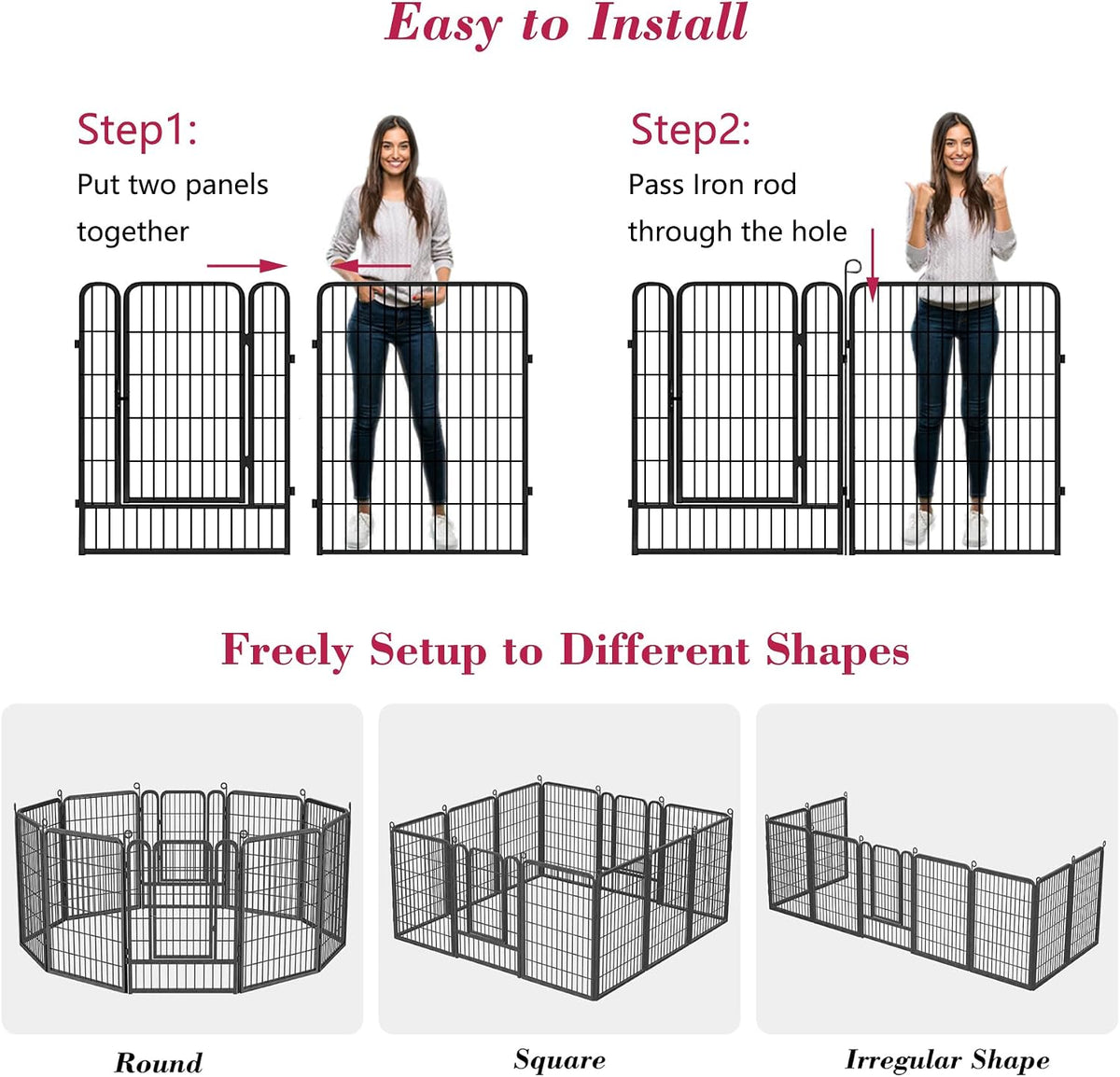 dog playpen 40 inch dog fence for outdoor showing dimensions
