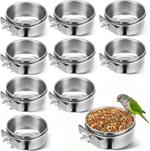stainless steel bird food bowls with clamp holder, main product view