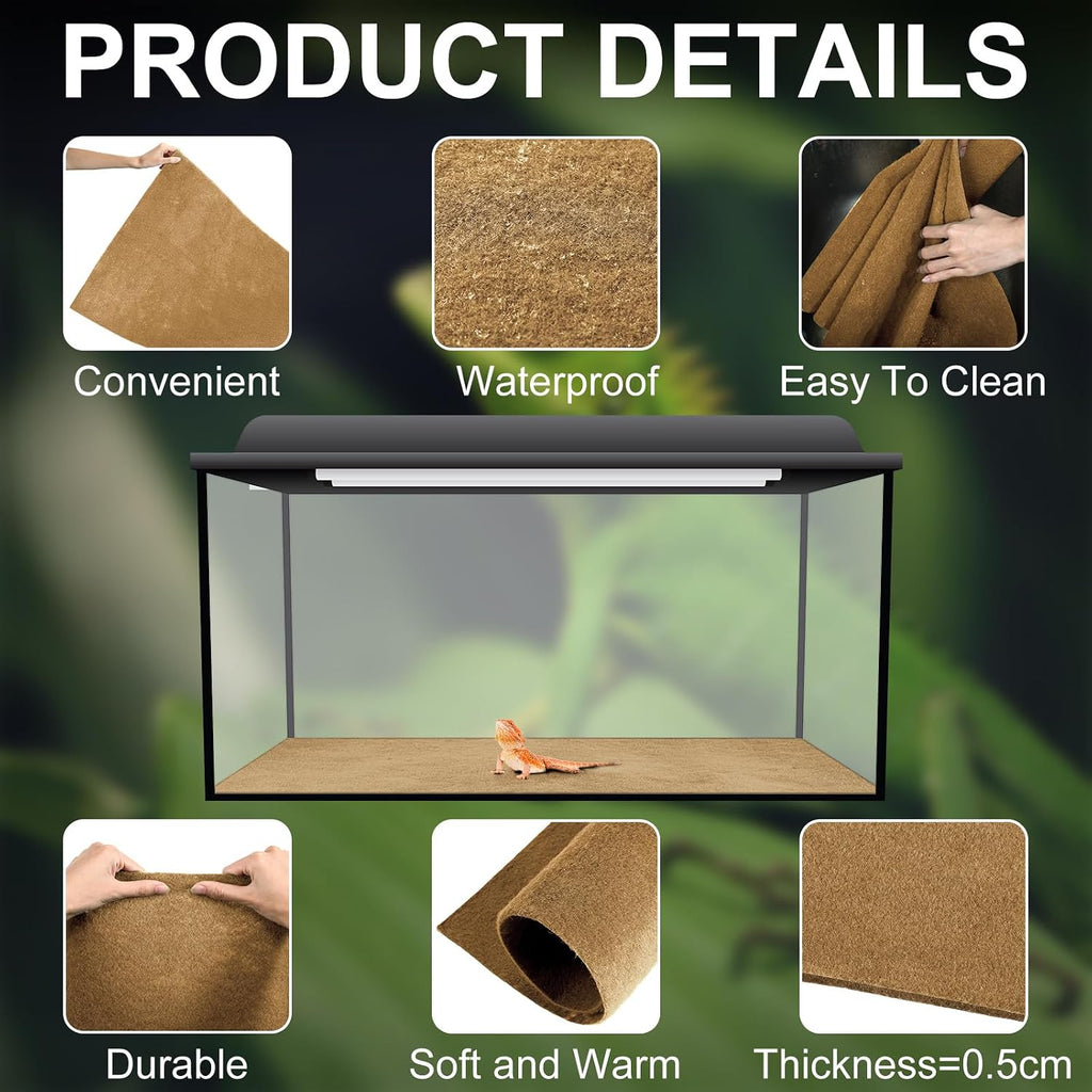 haull 4 pcs reptile carpet terrarium floor mat, close-up detail