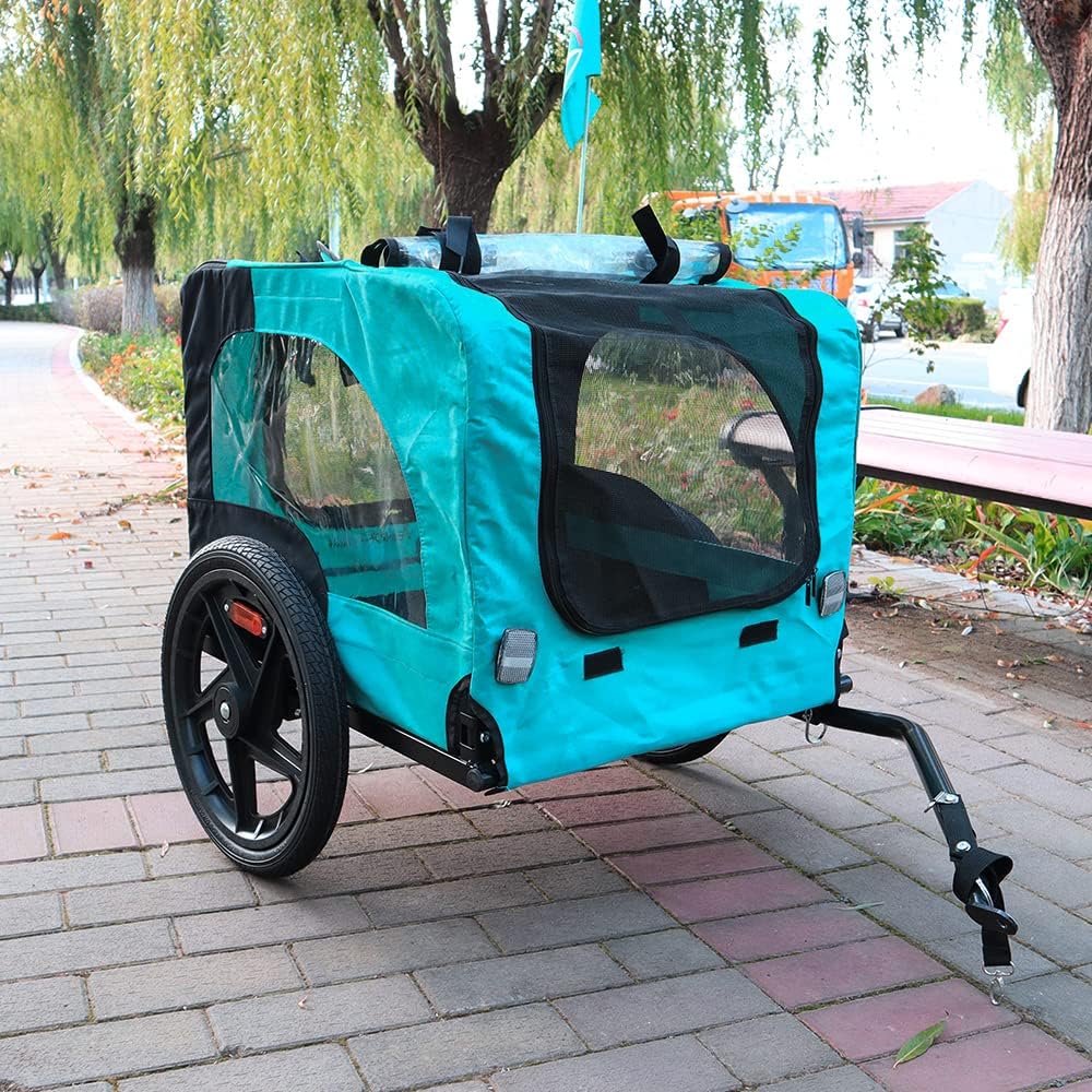 homvent dog bike trailer - folding pet carrier showing dimensions