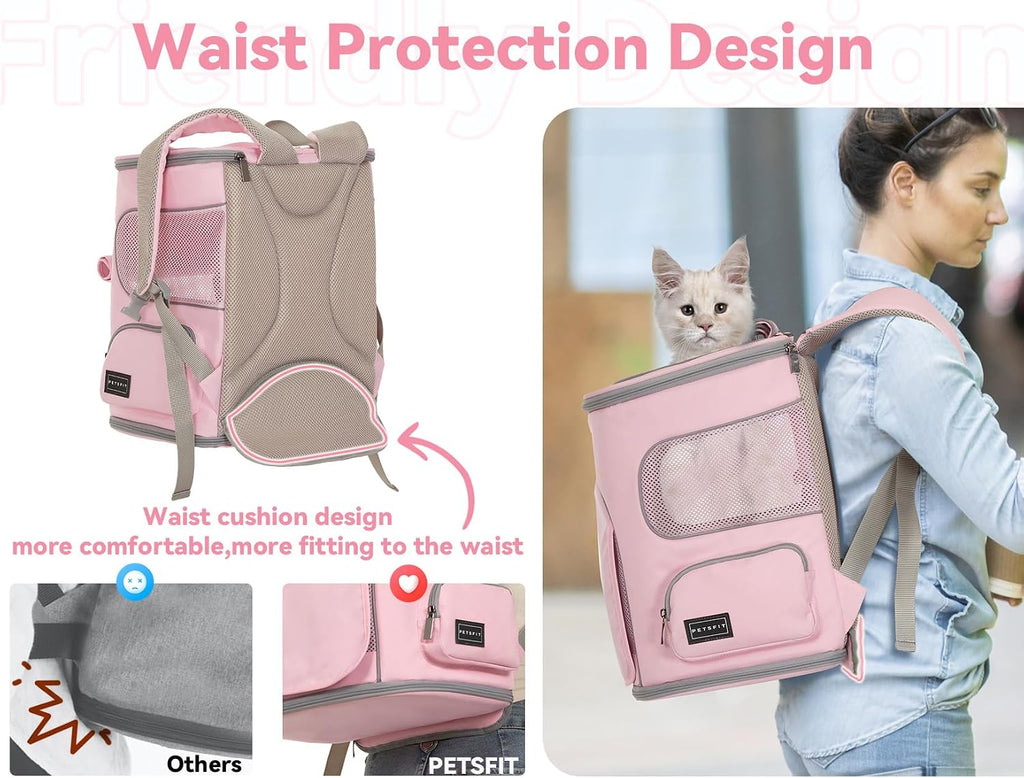 petsfit pet carrier backpack with upgraded waist protection, close-up detail