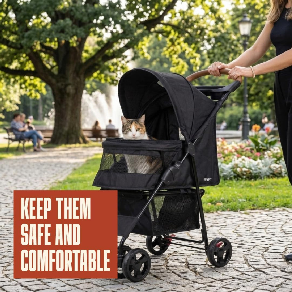pet stroller for small dogs & cats, foldable, package contents