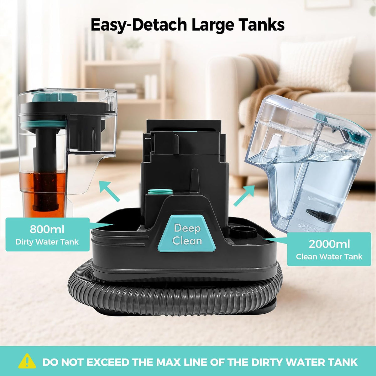 portable carpet cleaner machine,18kpa,handheld,mini,spot extractor for pet, side view