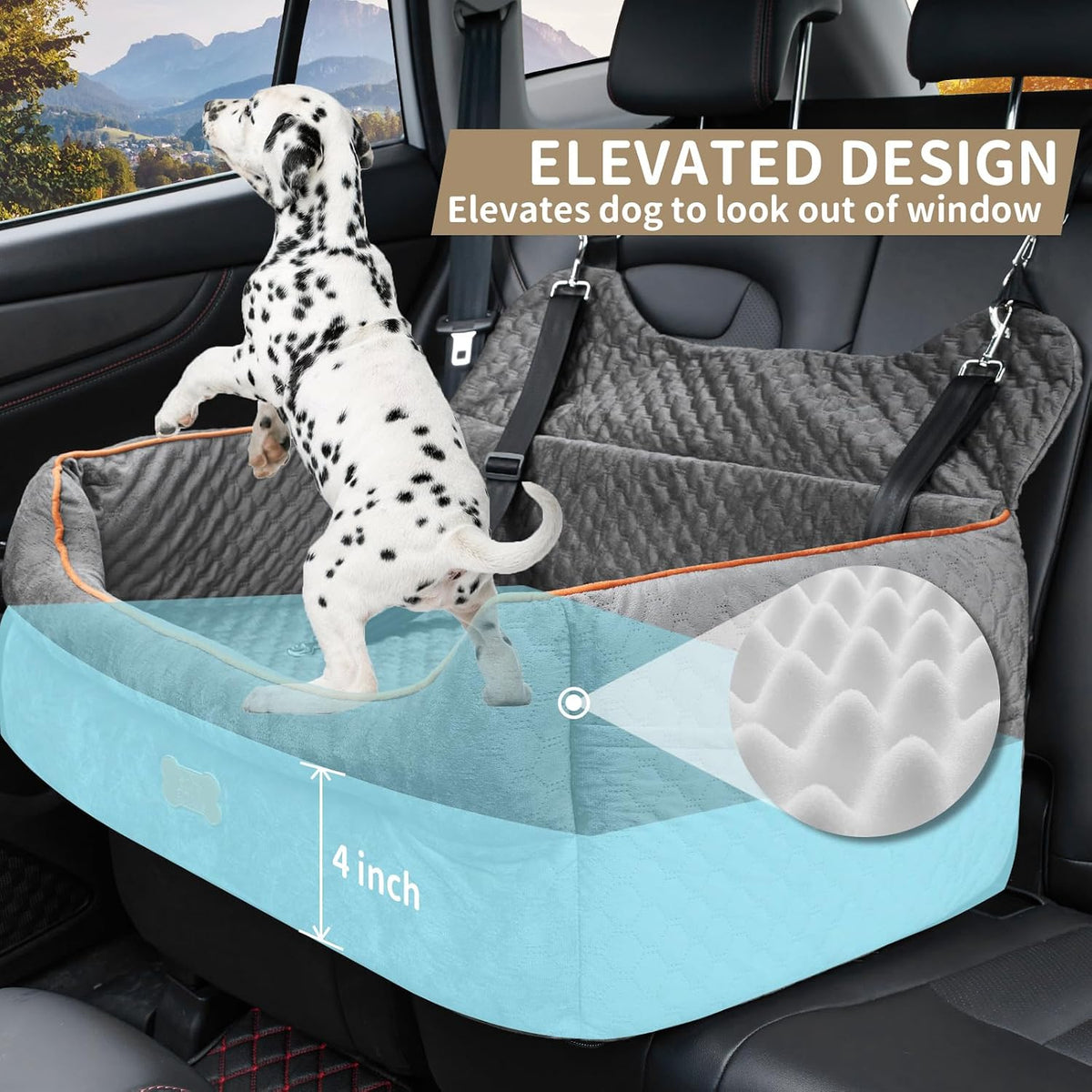dog car seat for medium & large dogs, close-up detail