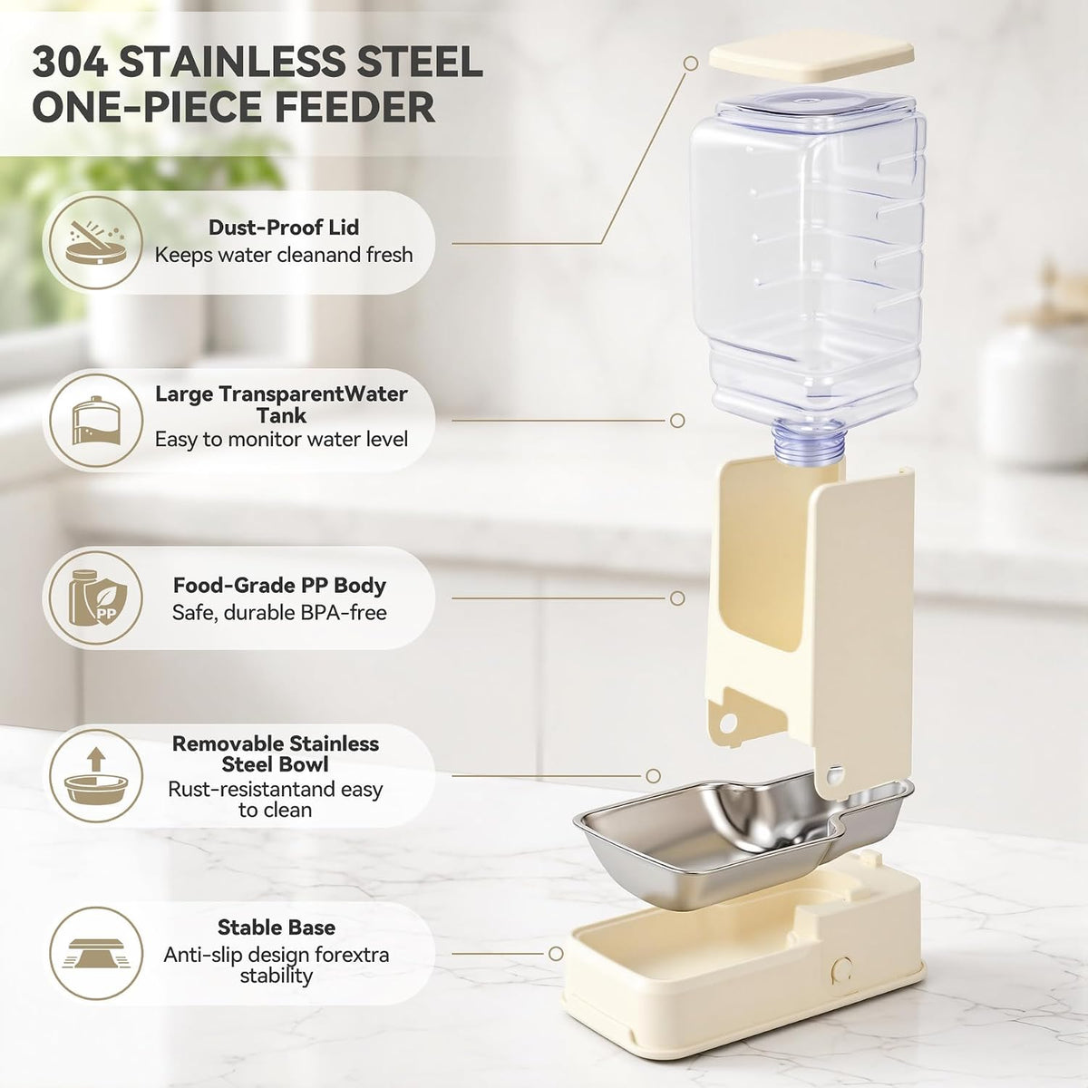 automatic cat feeder stainless steel gravity food and shown in use