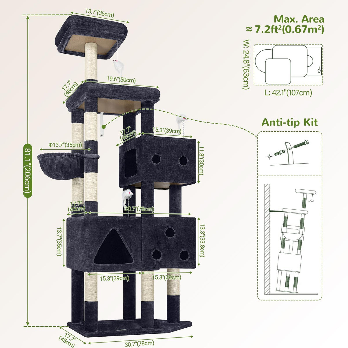 globlazer extra large cat tower for big cats on a desk or shelf