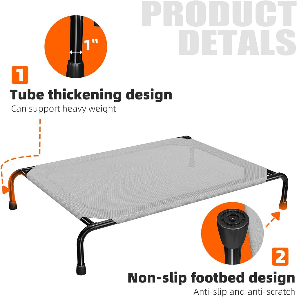 simple trending raised dog bed for large dogs showing dimensions