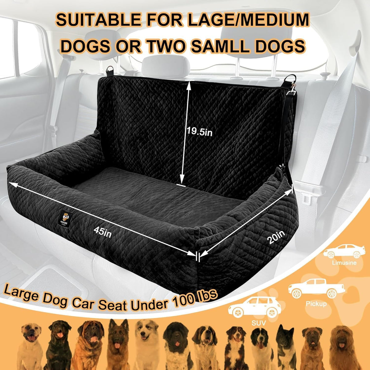 dog car seat for large dogs under 100 shown in use