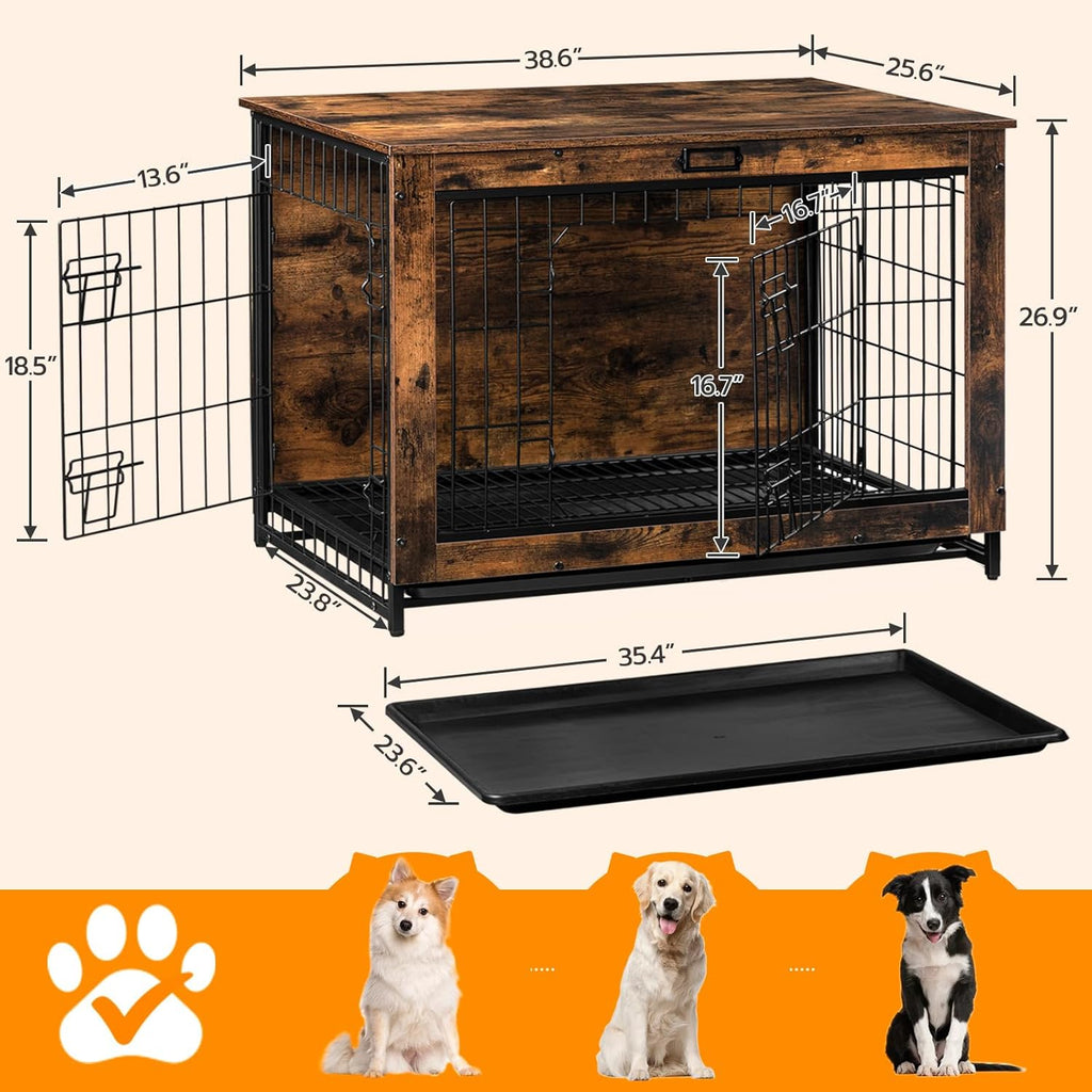 hoobro dog crate furniture, 38.6" large dog kennel, close-up detail