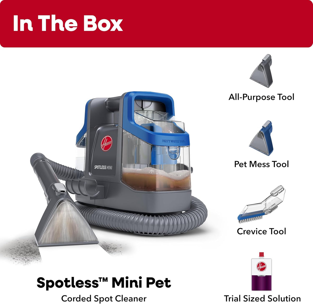 hoover spotless mini pet portable spot cleaner fh12351, close-up detail