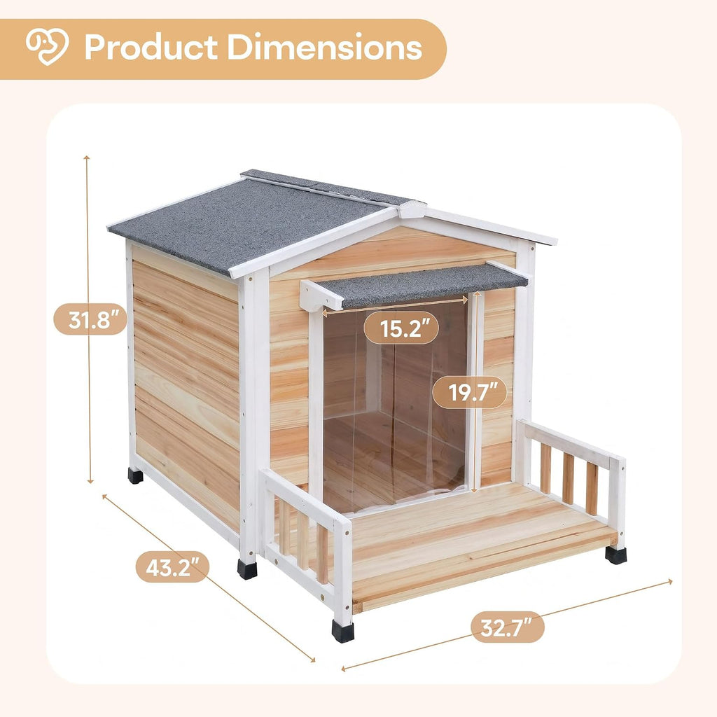 large dog house outdoor elevated wooden dog kennel shown in use