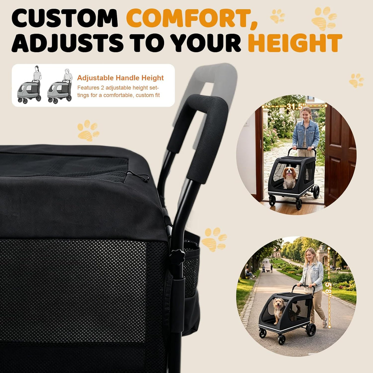 xiapia extra large dog stroller for large medium, side view