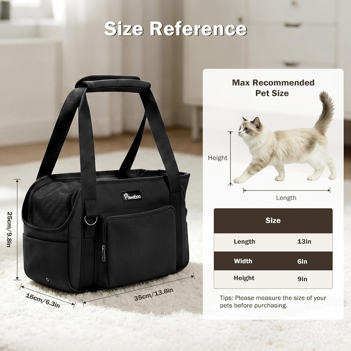 pawaboo dog purse carrier for small dogs,under 9 shown in use