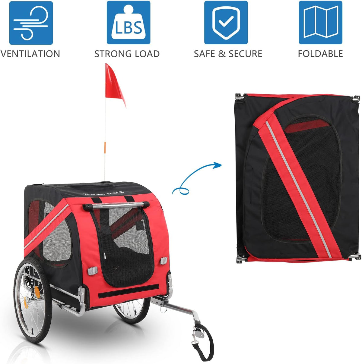pexmor dog bike trailer - folding pet cart, package contents