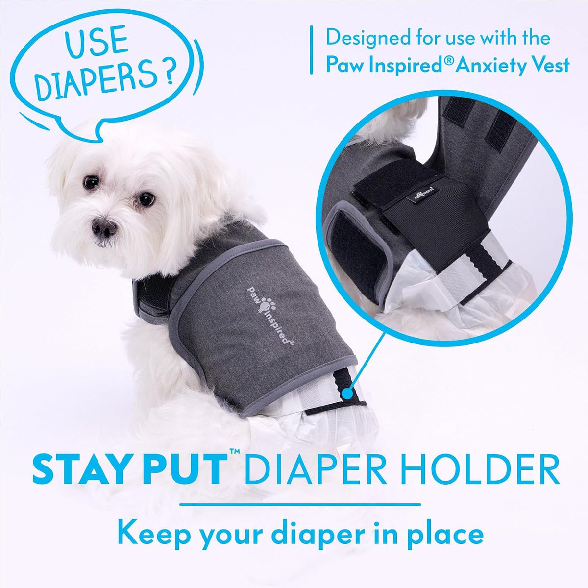 paw inspired dog anxiety vest, small, front angle view