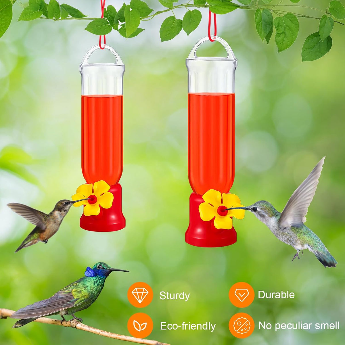 sunnyray 20 pcs small plastic hummingbird feeder for showing dimensions