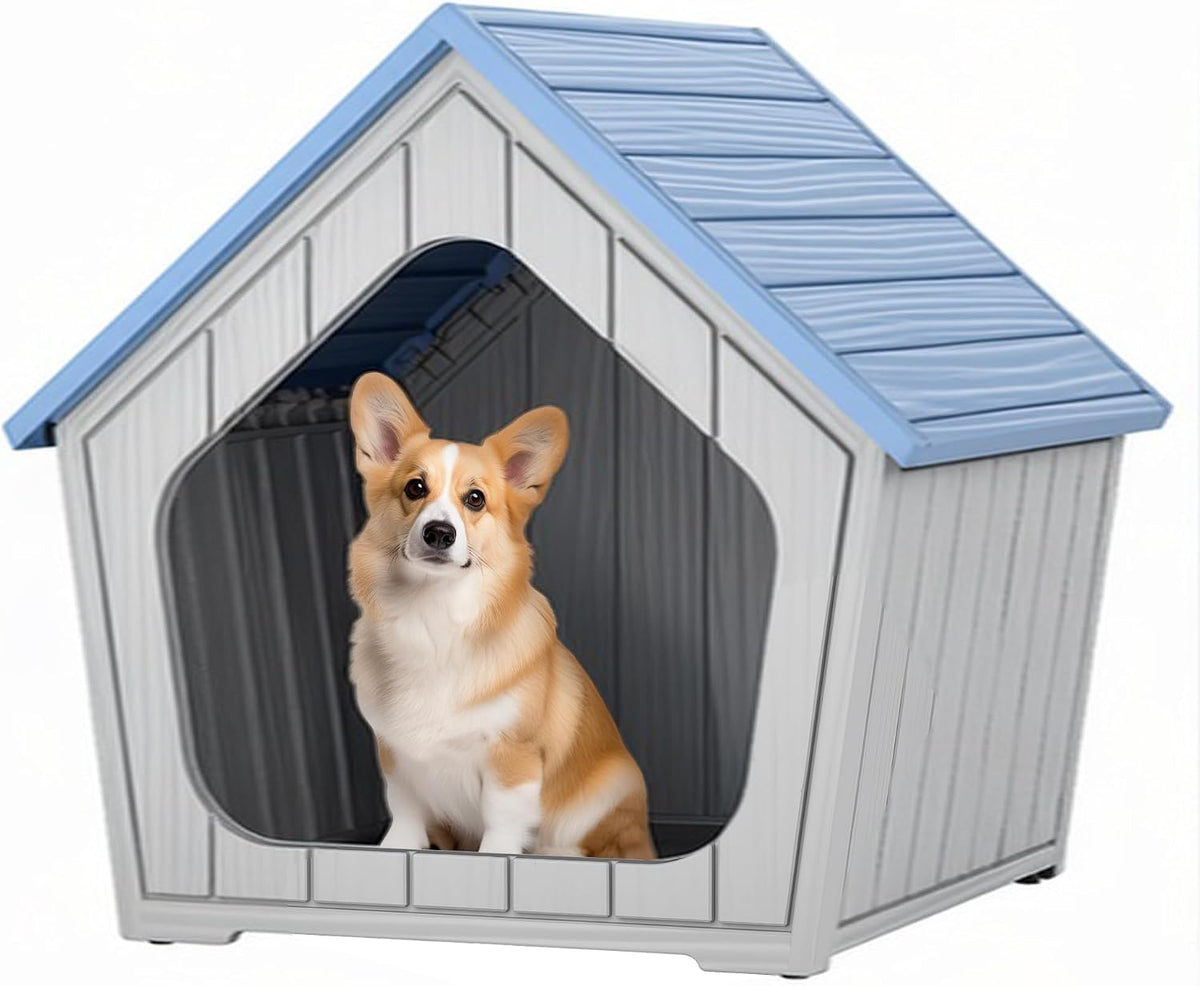 fancyango small dog house outdoor indoor, durable plastic, main product view