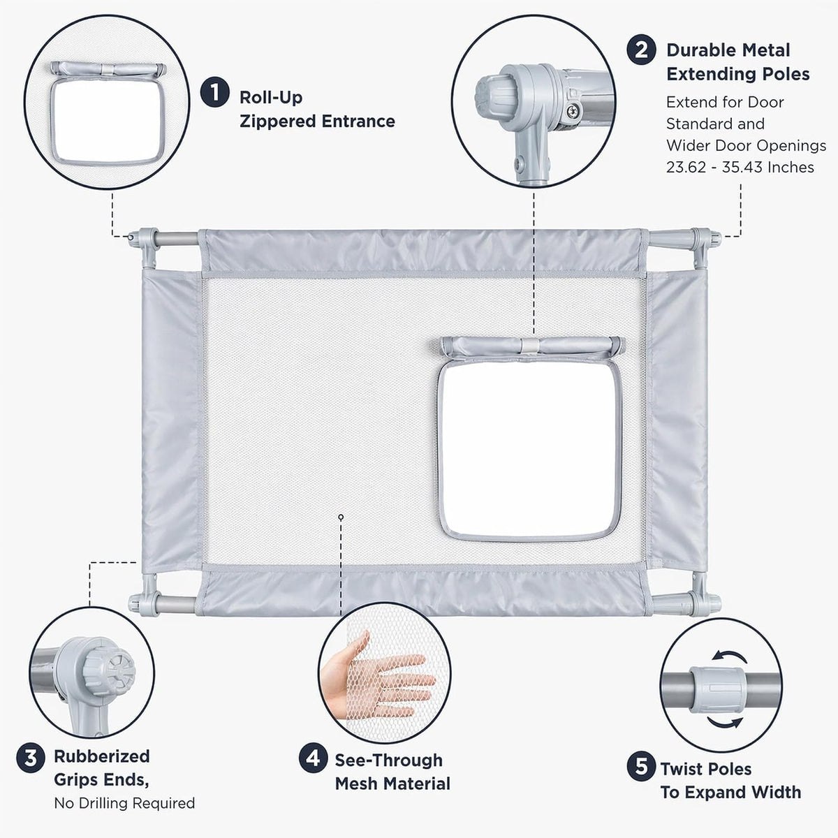 pet life porta-gate pet gate - anti-drilling travel, close-up detail