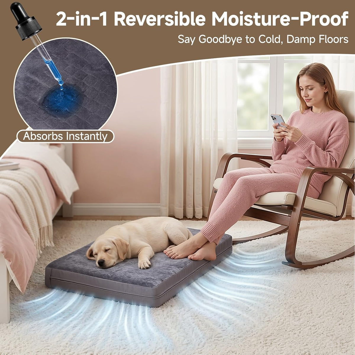 xxl dog bed, waterproof dog crate bed, extra, view 9