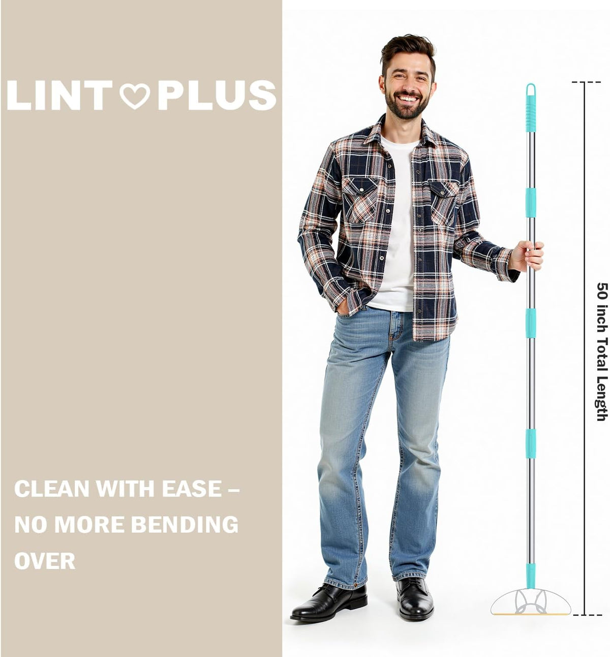 heavy duty carpet rake – 50" ultra-long pet shown in use