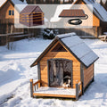 aivituvin heated dog house outdoor with insulated liner,brown, main product view