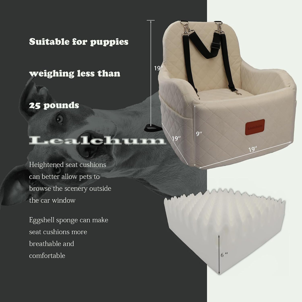 lealchum dog booster car seat,ultra soft fabric & shown in use