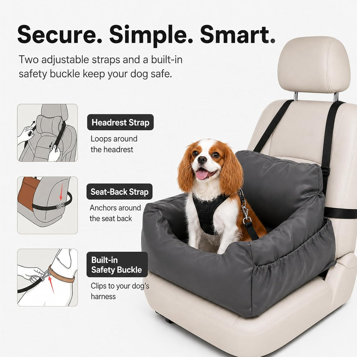 pawz road dog car seat for small medium, close-up detail