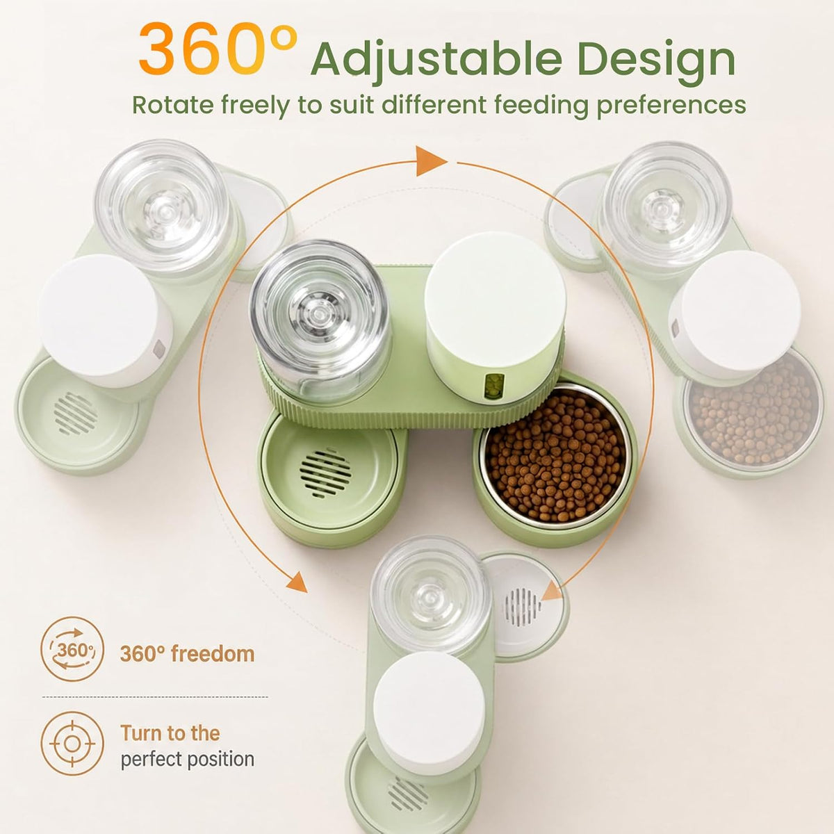 gravity cat feeder 2 pack automatic food feeder showing dimensions