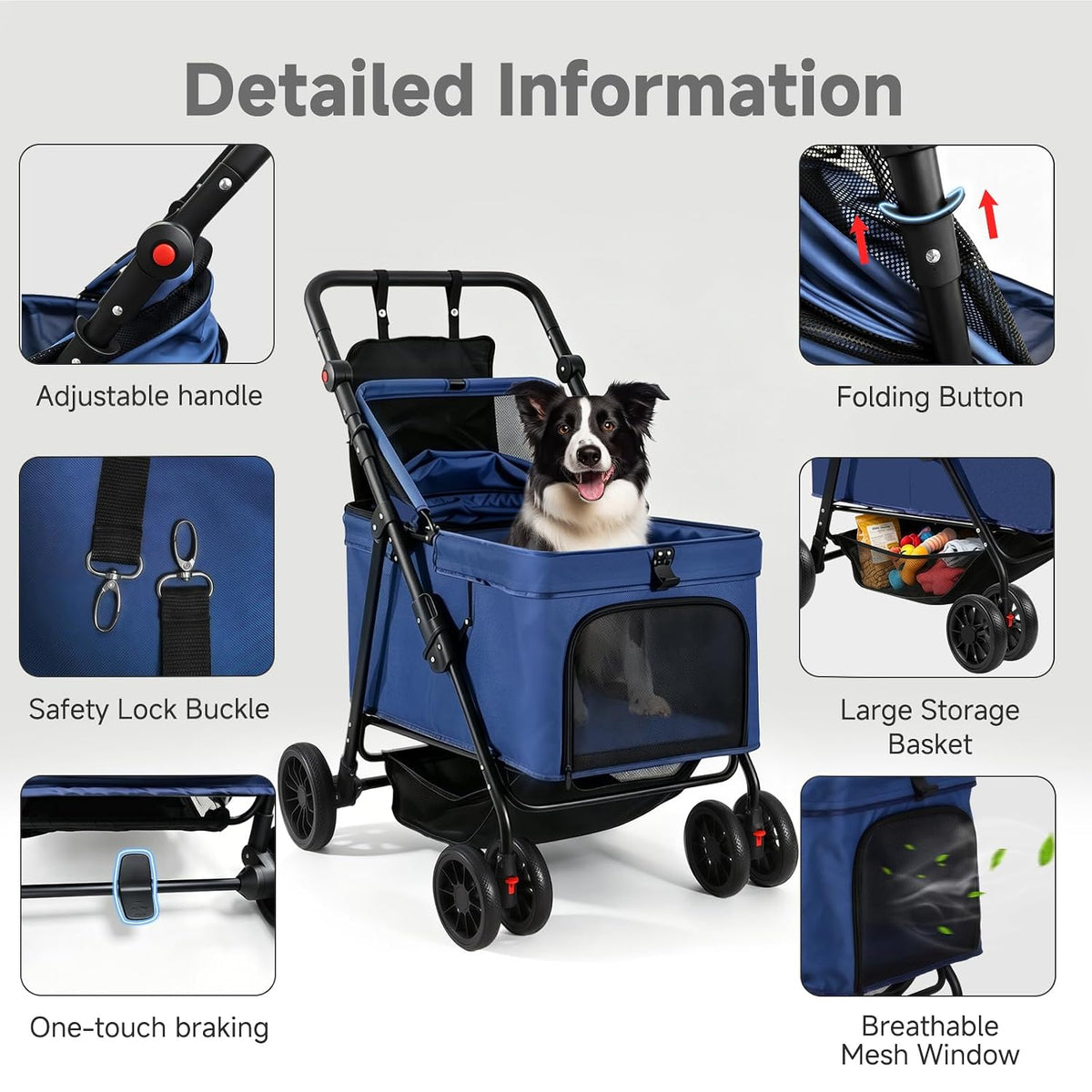dog stroller for large & medium dogs (up, close-up detail
