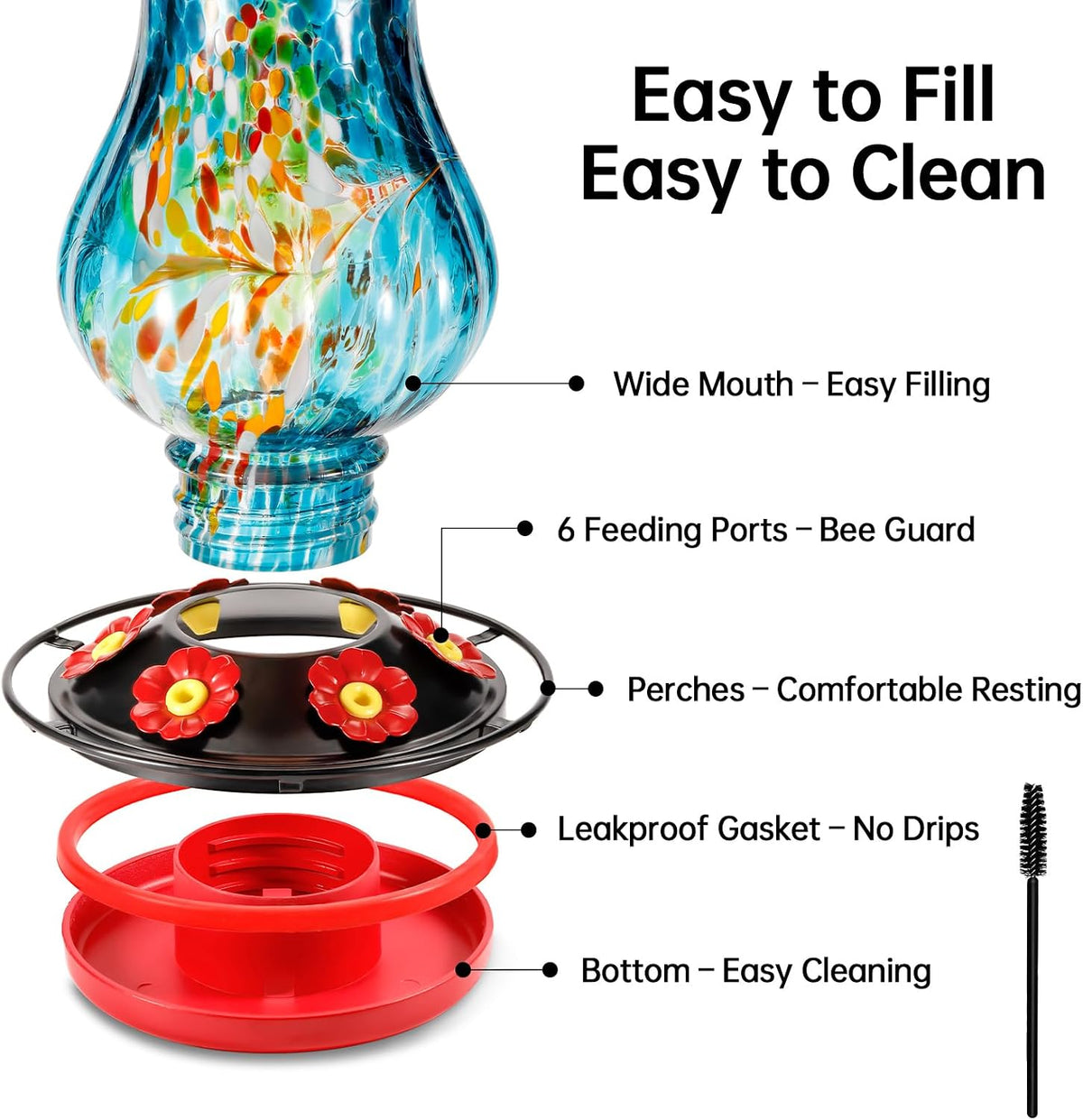 desgully solar hummingbird feeder for outdoor - 25, close-up detail