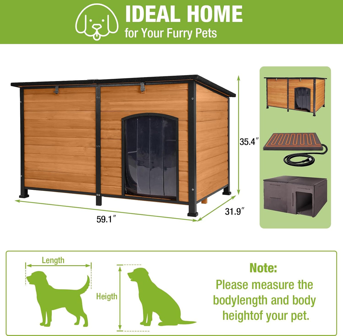 gutinneen extra large heated dog house outdoor insulated, package contents
