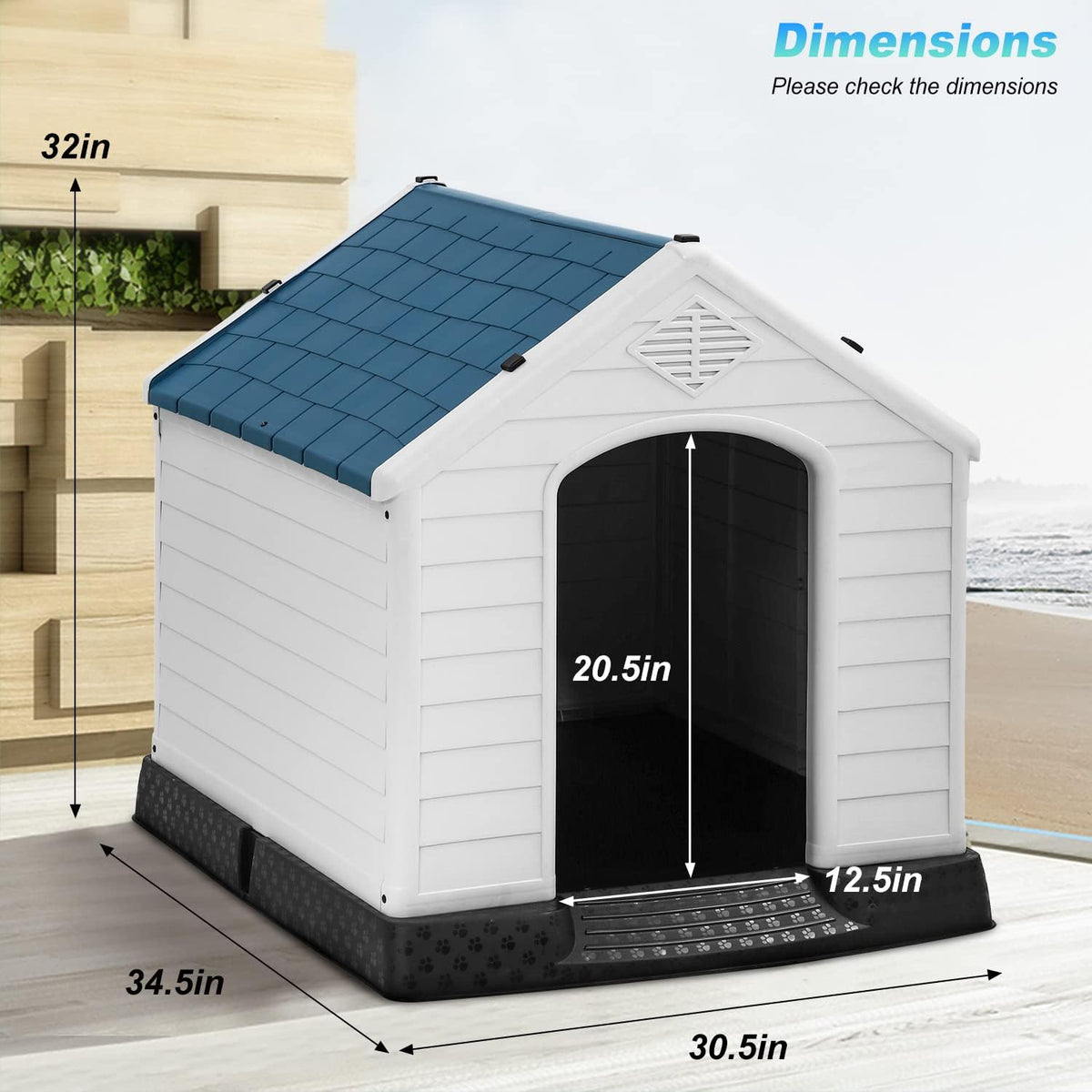 fdw | dog house | 34.5" l x, front angle view