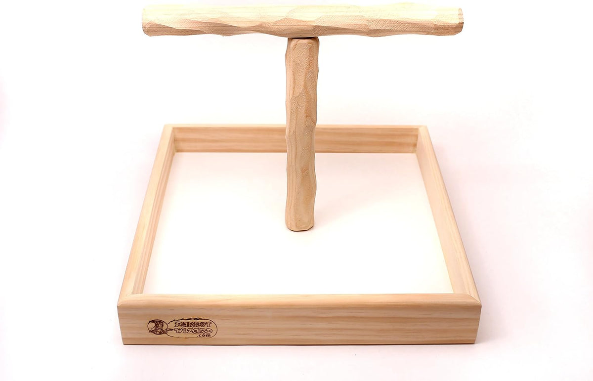 deluxe large tabletop nu perch - parrot t shown in use