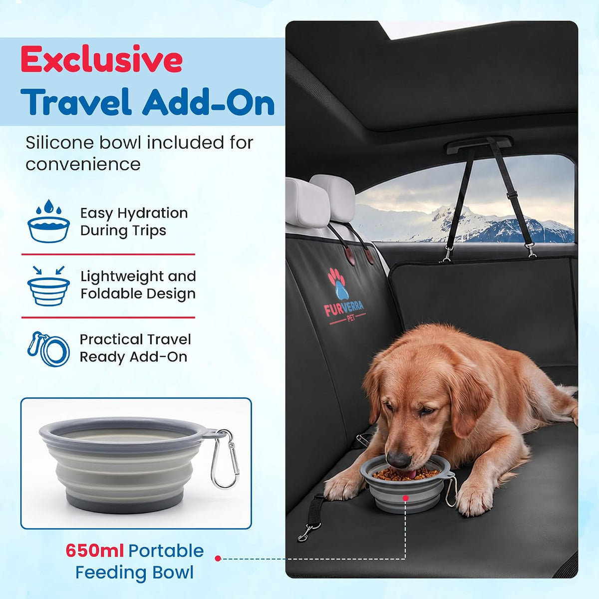 back seat extender for dogs with hard bottom, side view