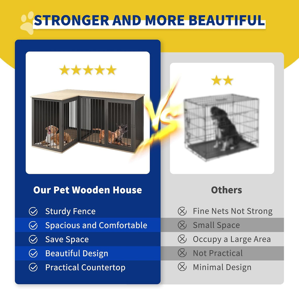 dog crate furniture for 2 dogs, 79.1" large, package contents