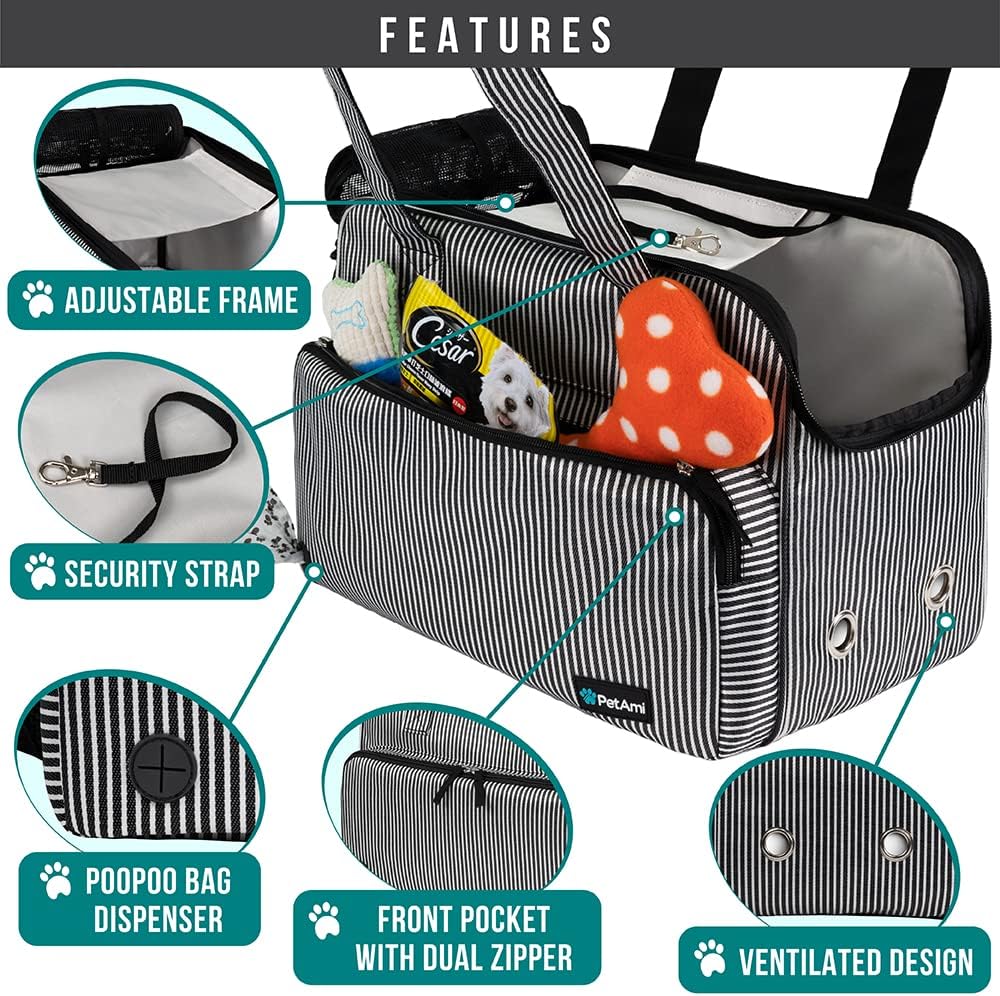 petami small dog purse carrier, airline approved soft, close-up detail