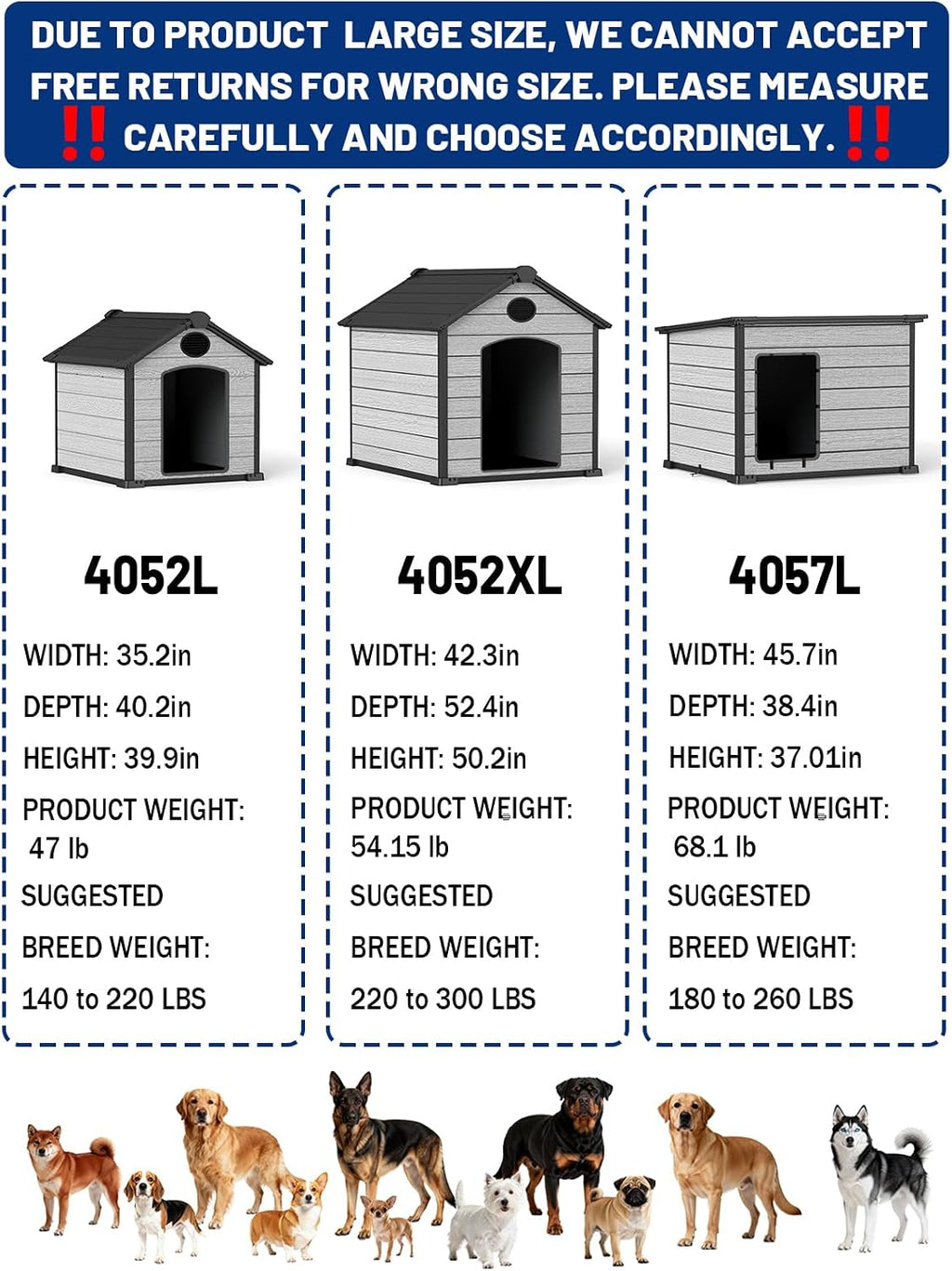ehhly 57" extra large dog house outdoor,durable resin, close-up detail