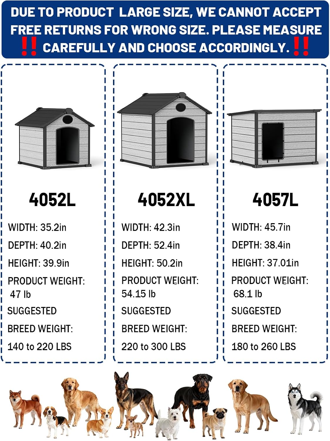 ehhly 57" extra large dog house outdoor,durable resin, close-up detail