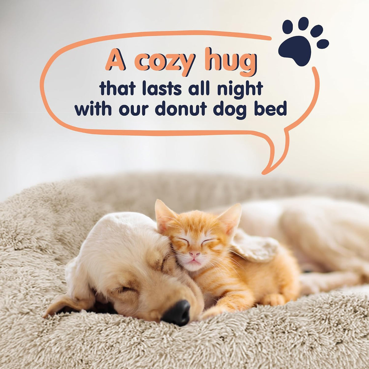 calming donut dog bed for small dogs, round on a desk or shelf