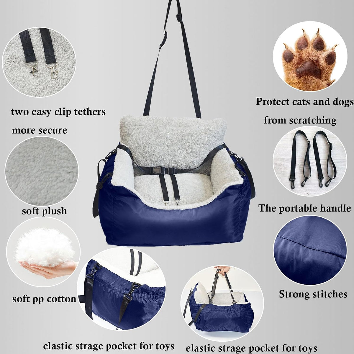 dogs car seat for small dog,fully detachable and, close-up detail