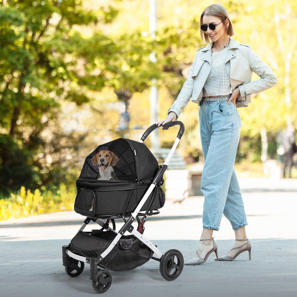 pet stroller for small dogs and cats, black on a desk or shelf
