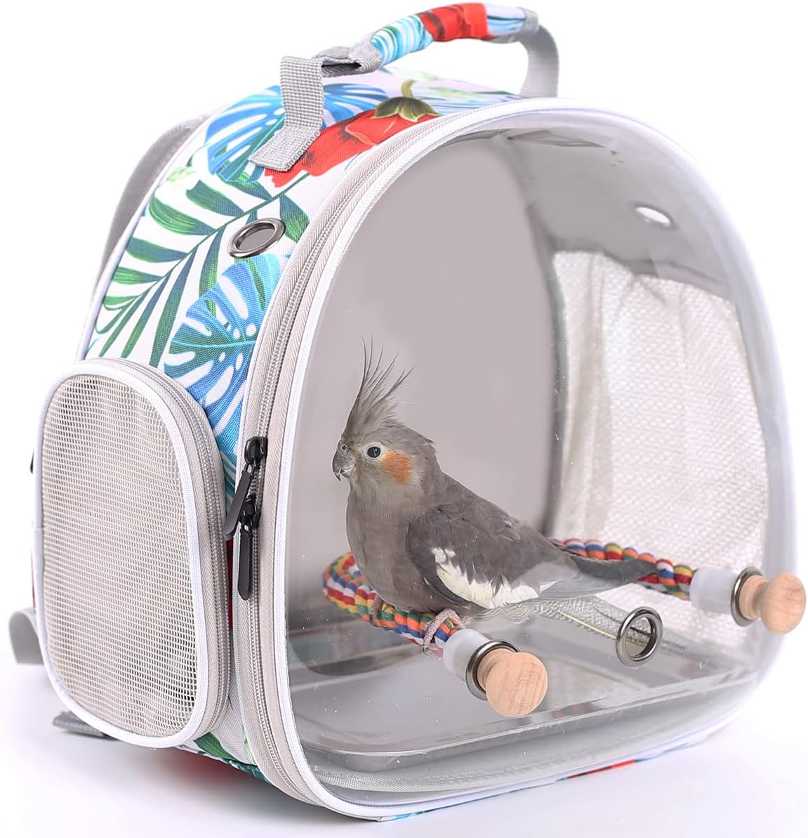 bird carrier backpack with rope perch, portable bird, main product view