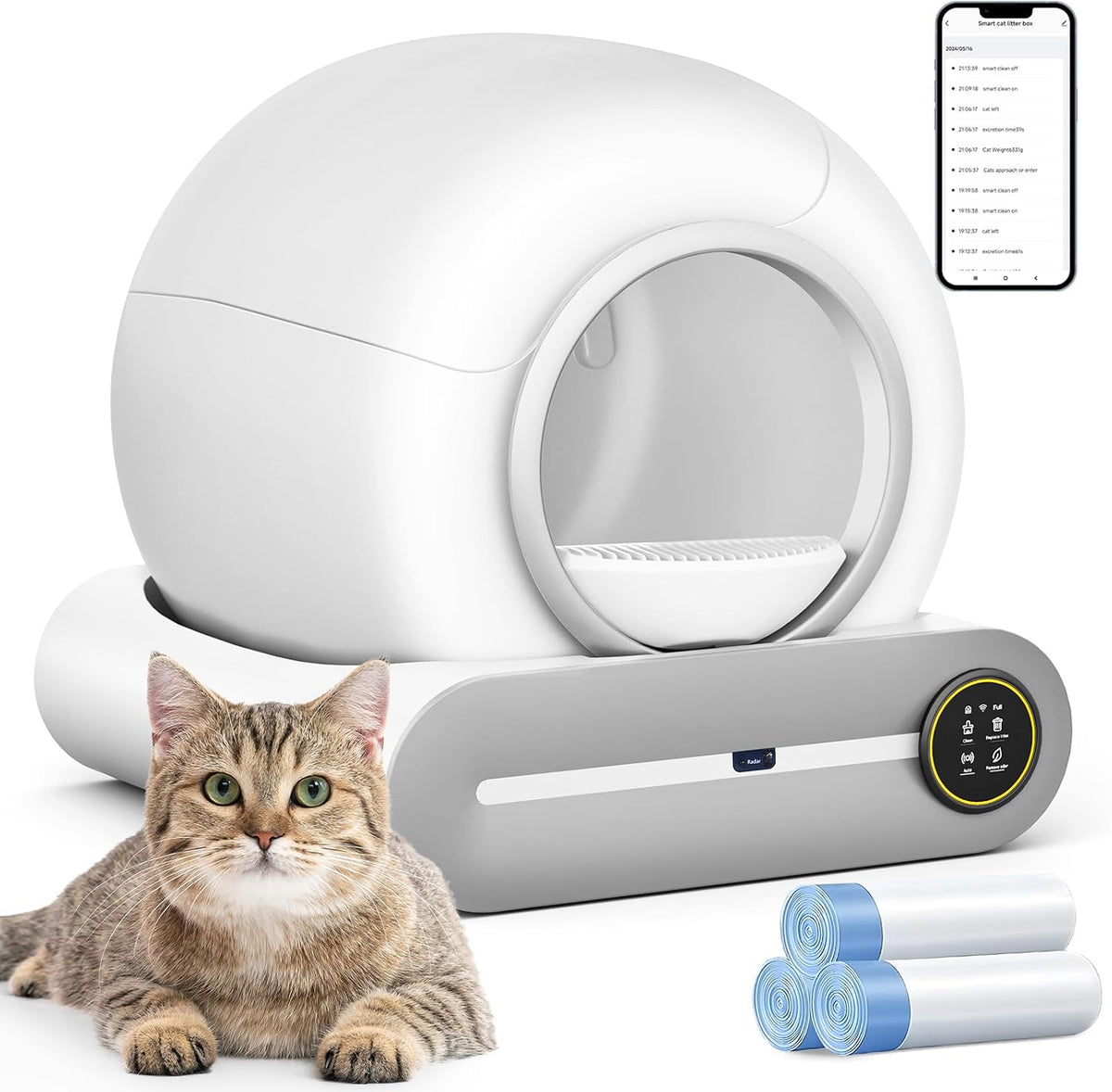 suanpot self cleaning cat litter box, automatic robot, main product view