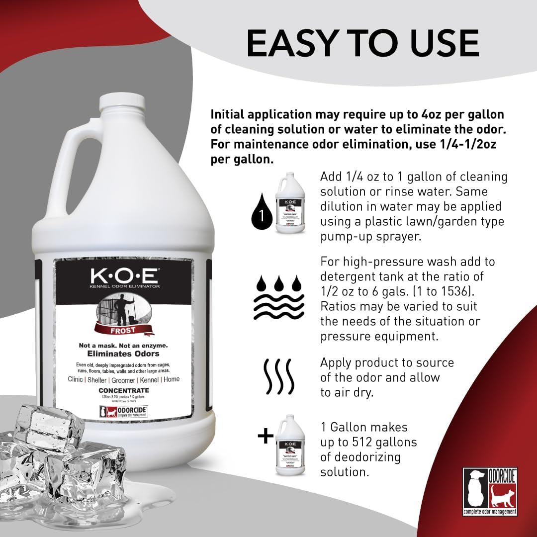 odorcide koe frost concentrate, 128 oz shown in use