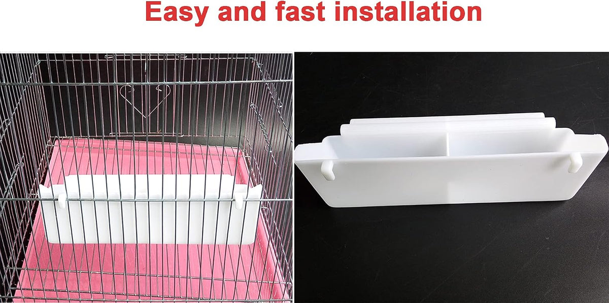 bird feeder, pet birds food double plastic showing dimensions