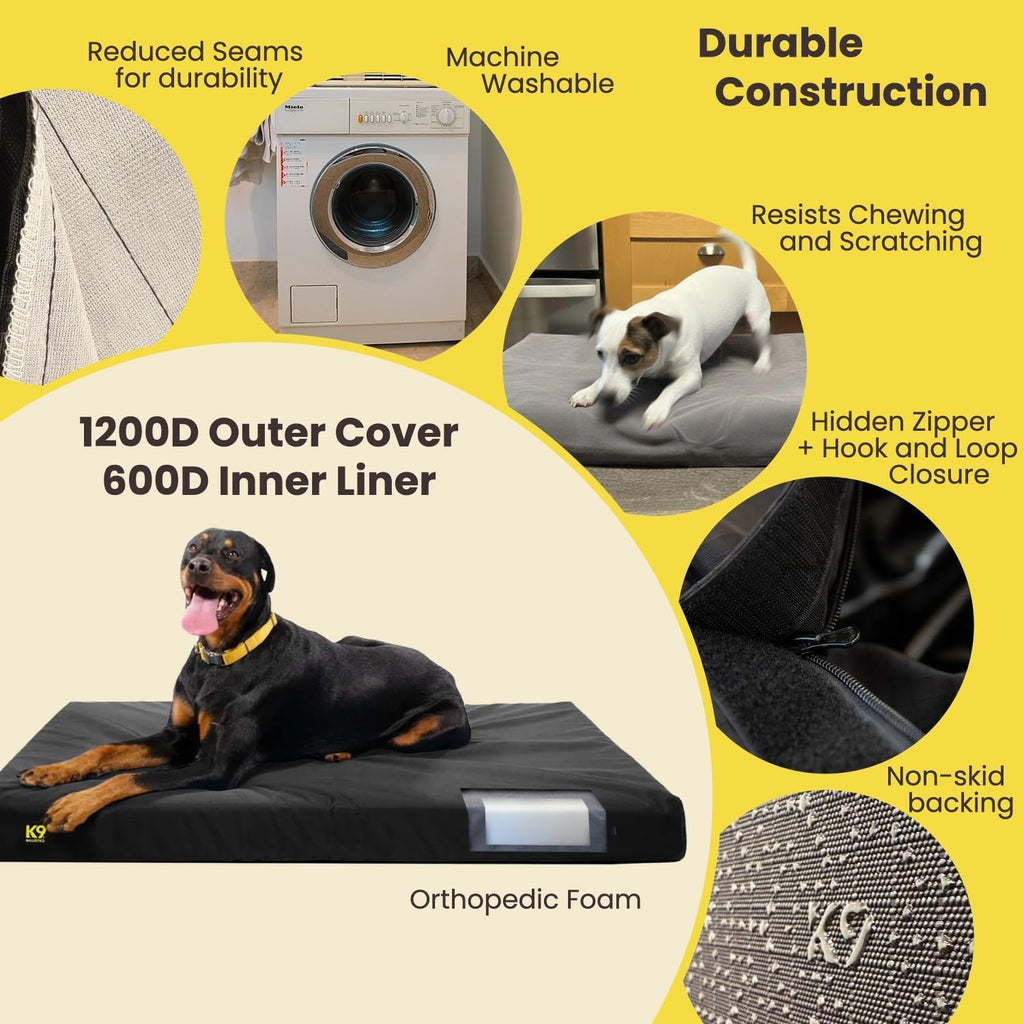 k9 ballistics tough ripstop ortho rectangle dog bed, side view