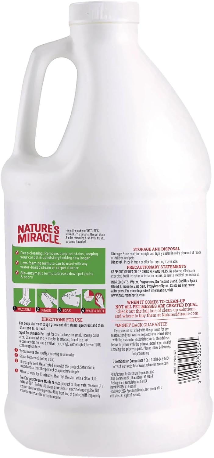 nature's miracle carpet shampoo pet stain & odor, close-up detail