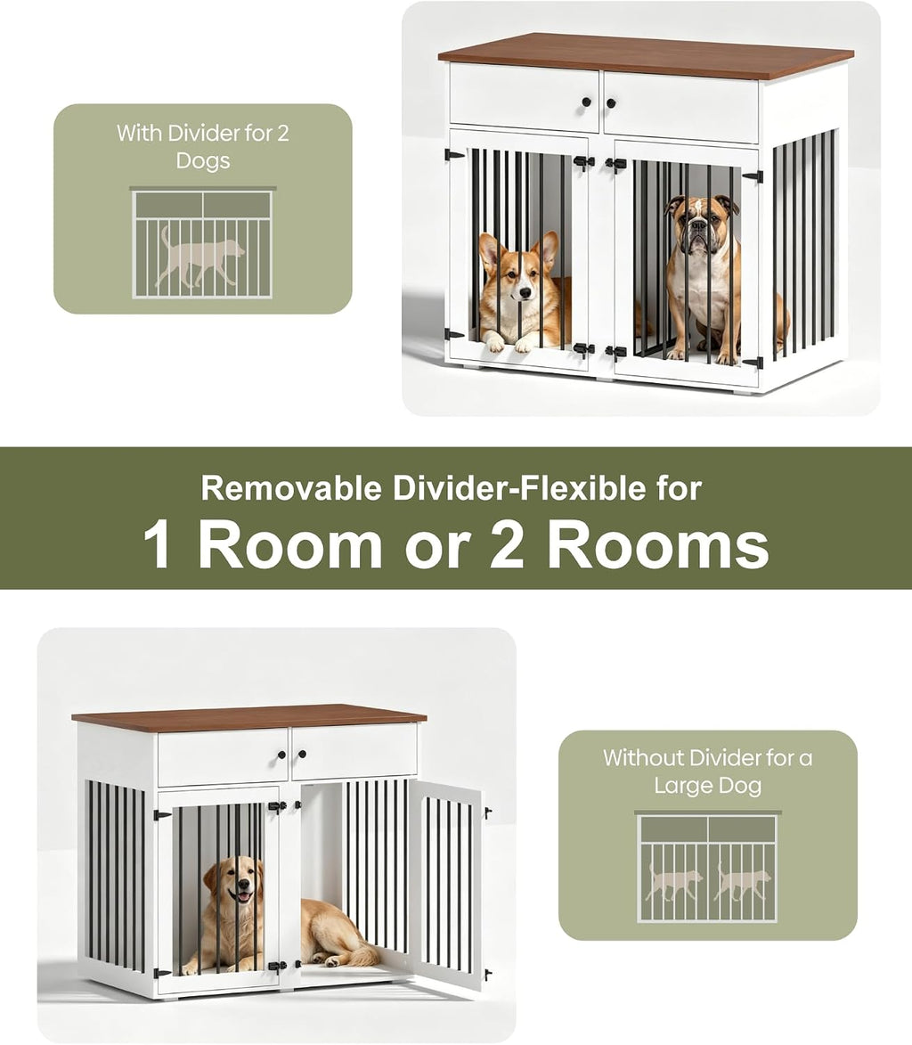 timhaka 41" dog crate furniture, heavy duty dog, side view